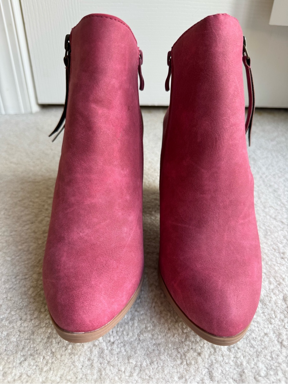 Journee Collection Rose Pink Suede Ankle Booties